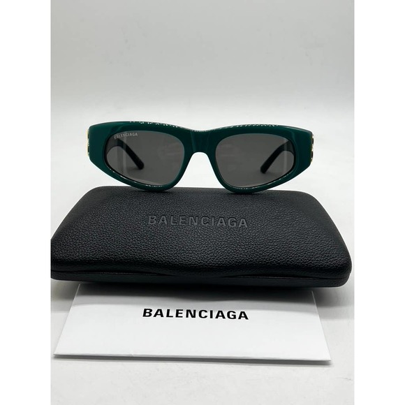 NEW Balenciaga BB0095S Green Logo Sunglasses - Picture 3 of 6
